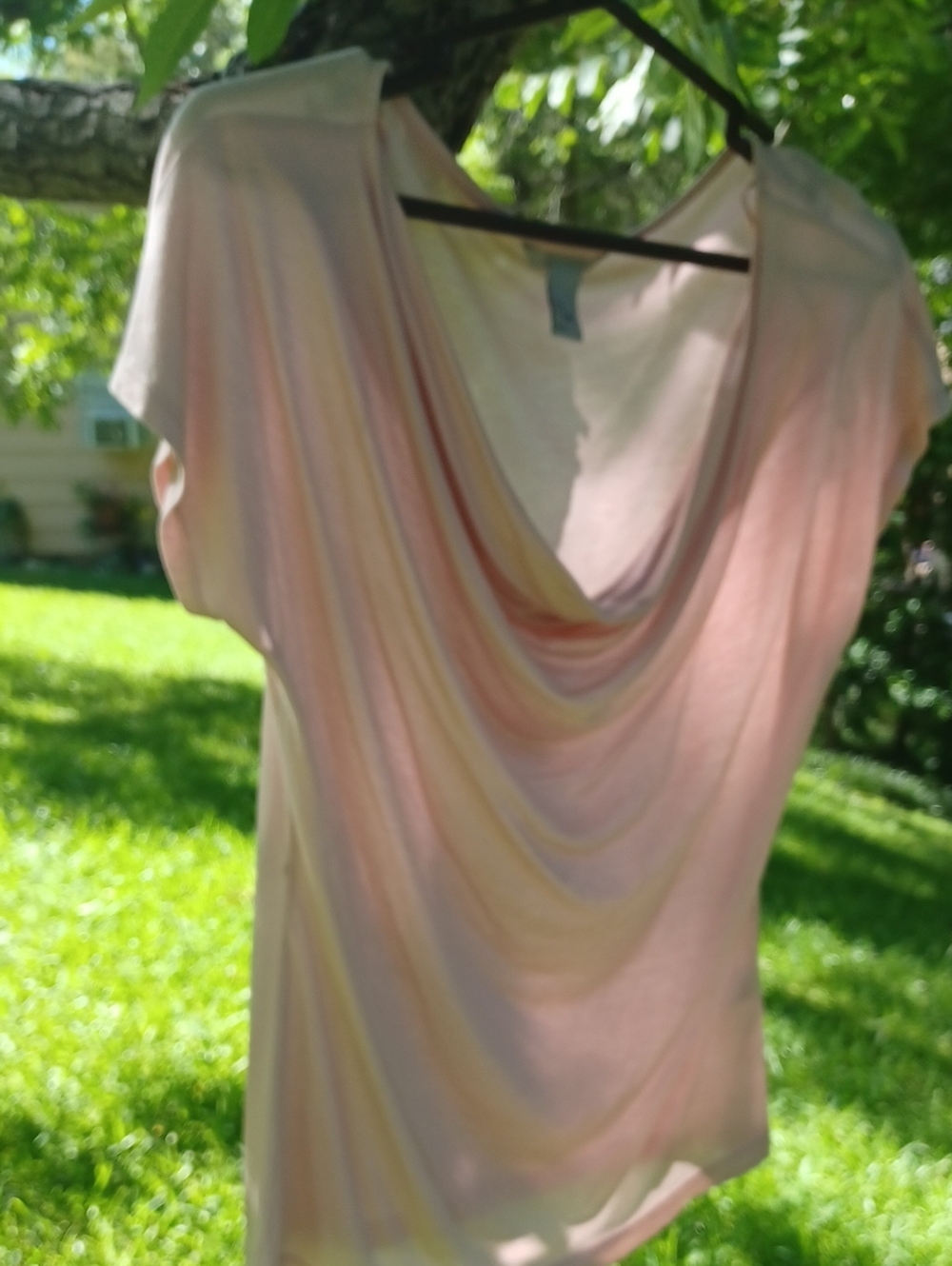 H &M Draped Scoop Neck PinkPastel Top Size M